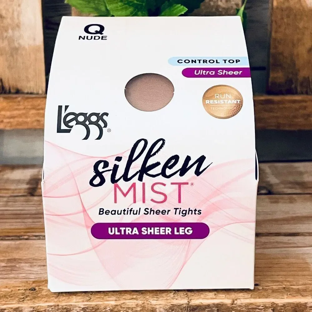 NWT L'eggs Q Nude Silken Mist Ultra Sheer Leg Control Top Pantyhose Tights